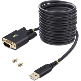 StarTech.com Cavo da USB a seriale da 3 m, ritenzione COM, viti/dadi intercambiabili, adattatore USB-A a DB9 RS232, IC FTDI, pro