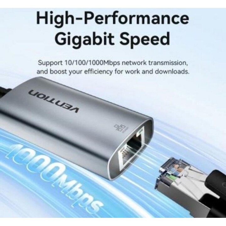 Adaptador USB-C Vention CFPHB Gigabit Ethernet 1000Mbps Gris 0,15 m