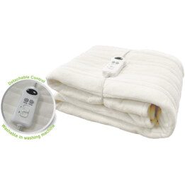 Haeger Cosy Plus, Manta eléctrica 120W 180x130cm con tejido de alta suavidad para mayor confort, Blanco