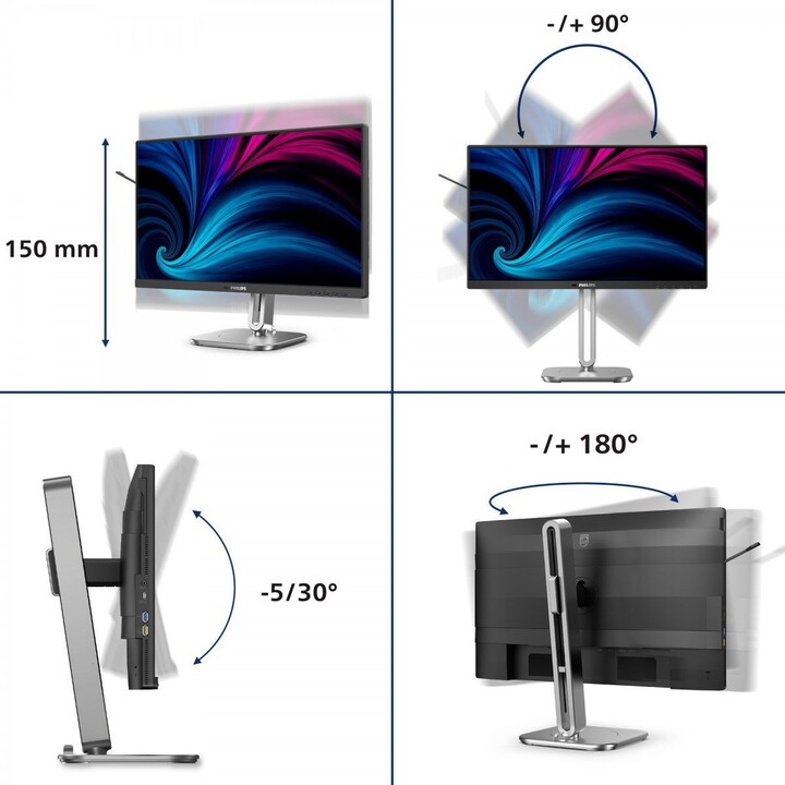 Monitor Philips 24B2U4301/00 23.8" FullHD 120Hz IPS USB-C Altavoces VESA RJ45