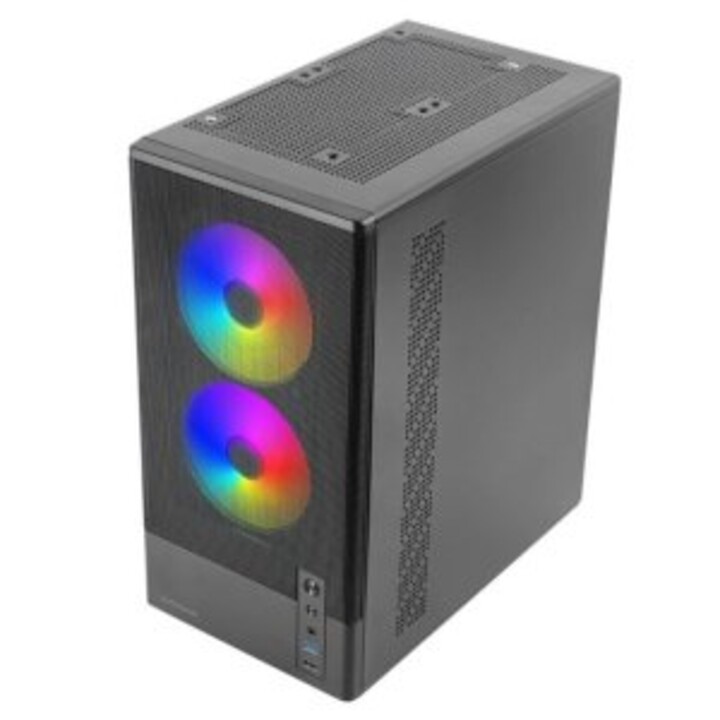 Gabinete MicroATX Mars Gaming Mconyx Preto com Painel Lateral de Vidro, Painel Frontal em Mesh, Suporte para GPU, 292mm, S