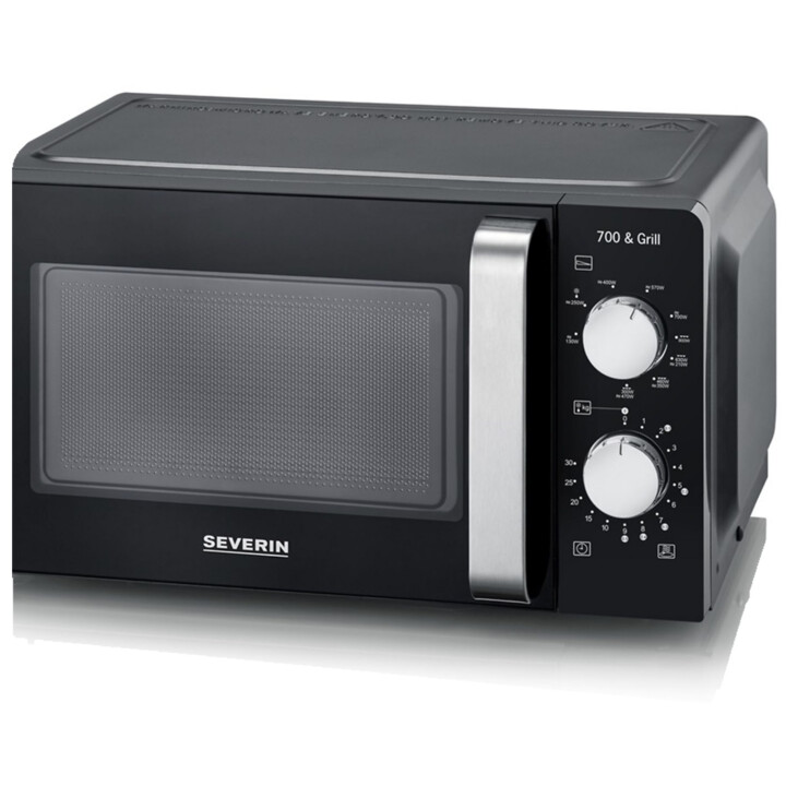 Microondas con grill - SEVERIN MW 7781, 900 W, 9 niveles de potencia, 17 l, Negro
