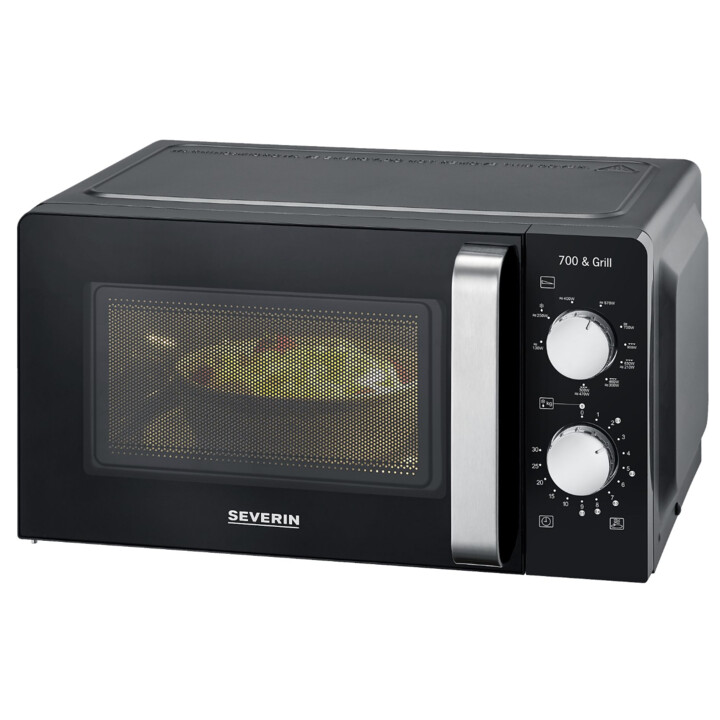 Microondas con grill - SEVERIN MW 7781, 900 W, 9 niveles de potencia, 17 l, Negro