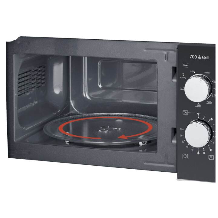 Microondas con grill - SEVERIN MW 7781, 900 W, 9 niveles de potencia, 17 l, Negro