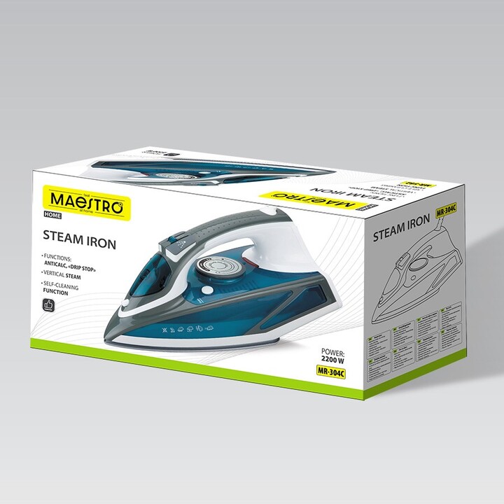 MAESTRO MR-304C Ferro da stiro a vapore 2200W, bianco, blu