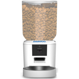 Daewoo - D-QQ029-7L Comedero y bebedero para perros y gatos, acrilonitrilo butadieno estireno (ABS), acero inoxidable, blanco