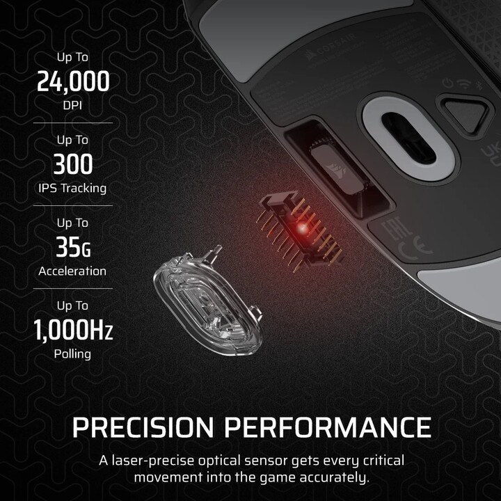 Corsair M55 Gaming 24000 DPI 65 g Kabellos Schwarz