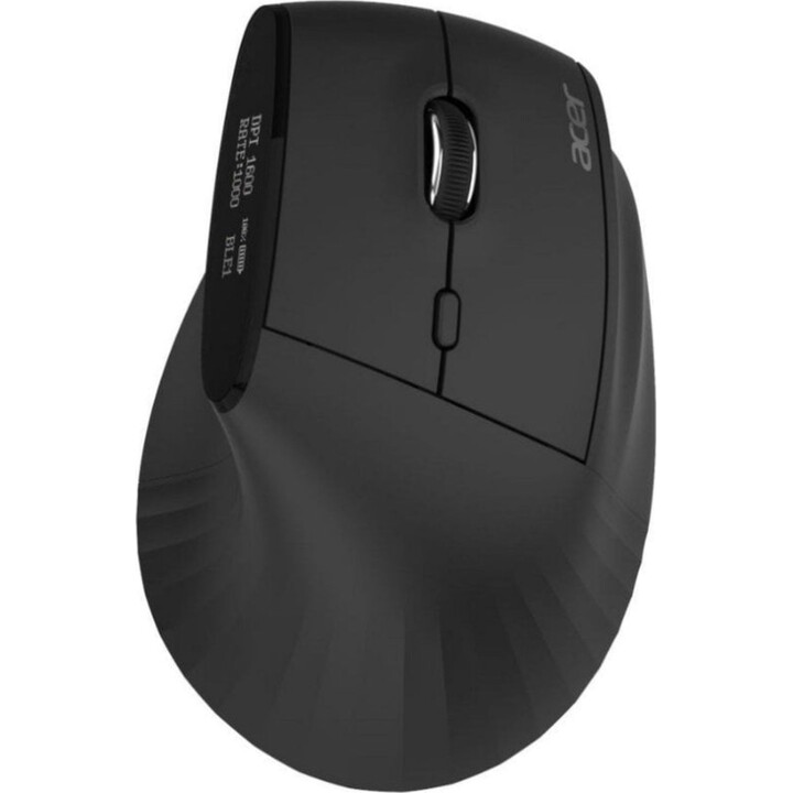 Mouse Bluetooth sem fio vertical Acer Smart Fit 8000 DPI preto recarregável 10 botões