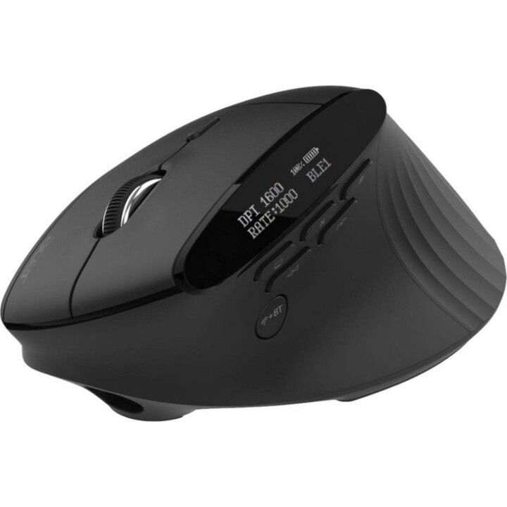 Mouse Bluetooth sem fio vertical Acer Smart Fit 8000 DPI preto recarregável 10 botões
