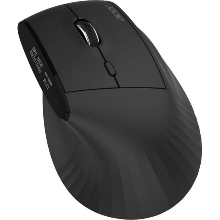 Mouse Bluetooth sem fio vertical Acer Smart Fit 8000 DPI preto recarregável 10 botões