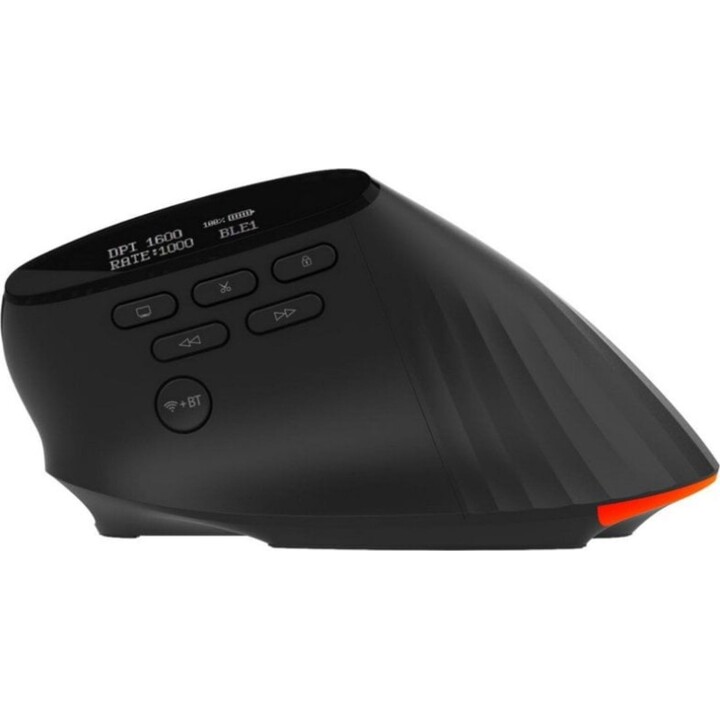 Mouse Bluetooth sem fio vertical Acer Smart Fit 8000 DPI preto recarregável 10 botões