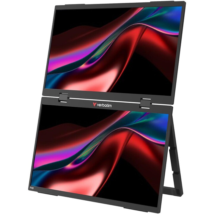 Verbatim Monitor portatile doppio 15,6" FHD IPS HDR USB-C Mini HDMI 2x Altoparlanti VESA Nero