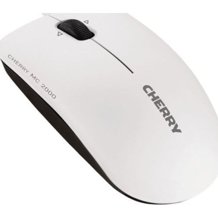 Cherry wired mouse with high-precision optical sensor, 3 ergonomic buttons, gray/white