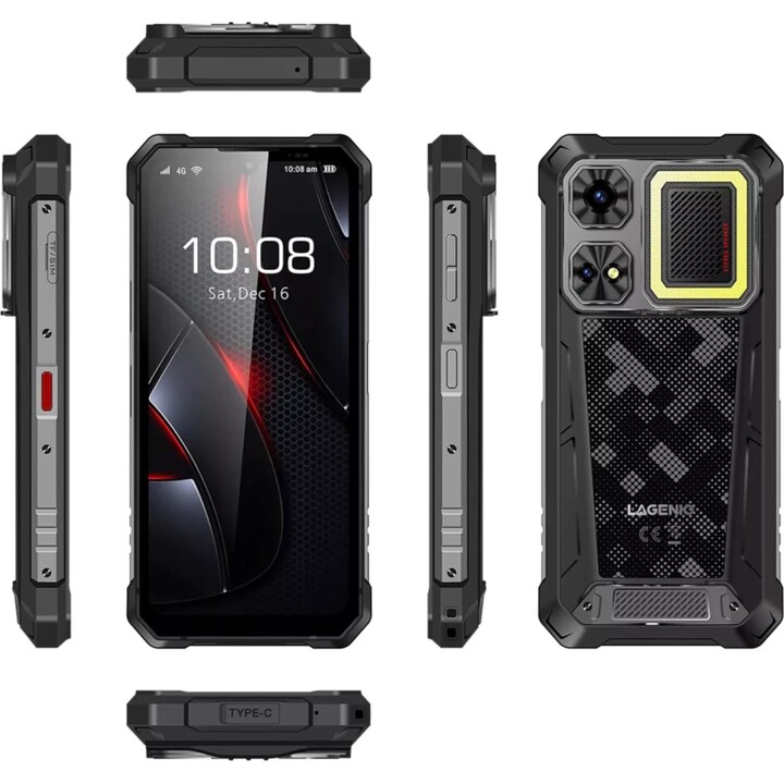 Lagenio Rhino 1 Pro, 8 GB 256 GB, 6,9 IPS HD+, 12000 mAh, Nero