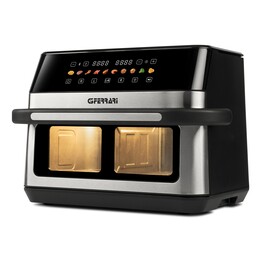 Fritadeira dupla G3 Ferrari G10223, 12L, de instalação livre, 2200W, com sistema de ar quente, preta e em aço inoxidável.