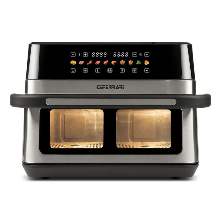 G3 Ferrari G10223 Fritteuse Doppel 12 l Eigenständig 2200 W Heißluftfritteuse Schwarz, Edelstahl