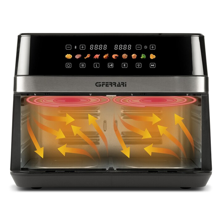 G3 Ferrari G10223 Friggitrice doppia 12L Friggitrice ad aria calda indipendente 2200W Nero, acciaio inossidabile