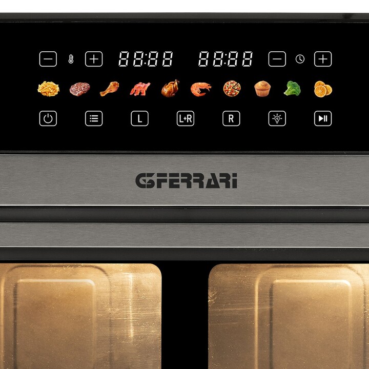 Fritadeira dupla G3 Ferrari G10223, 12L, de instalação livre, 2200W, com sistema de ar quente, preta e em aço inoxidável.