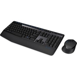 Teclado sem fio Logitech MK345, layout QWERTY inglês (EUA), descanso para pulso, mouse incluído, preto