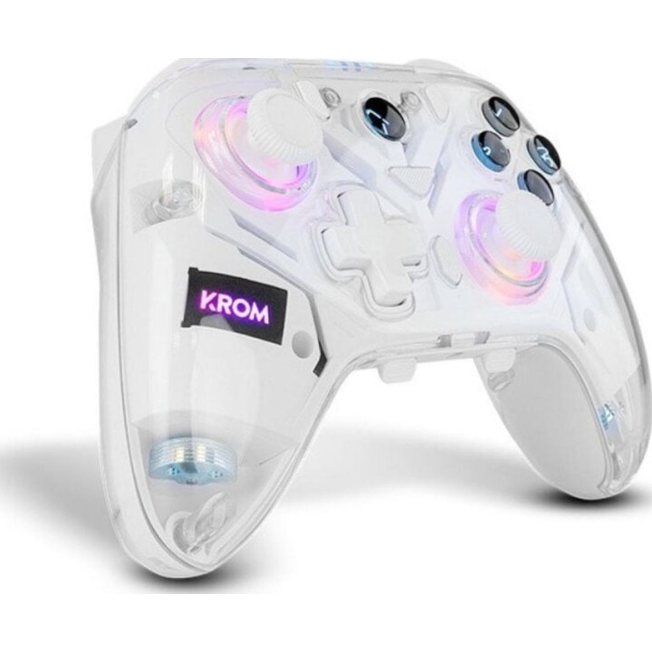 Krom Krystal Controller Bluetooth v5.0 Switch PC LED RGB trasparente Android iOS