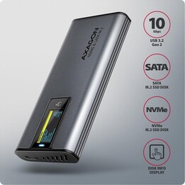 Axagon caja externa USB-C 3.2 EEM2-SD2 - S-ATA/NVMe M.2 Tipo 2280, Negro
