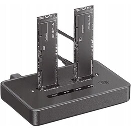 Estación de acoplamiento para SSD Gembird DD2-U3M2 de escritorio con dos unidades USB tipo C M.2 NVME (y SATA), color negro