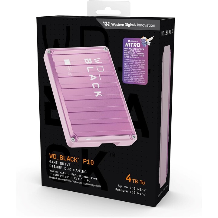 Unidade de jogo externa Wd Hd P10 4 TB Rosa 2,5 Wdbz7d0040bpk-wesn Rosa