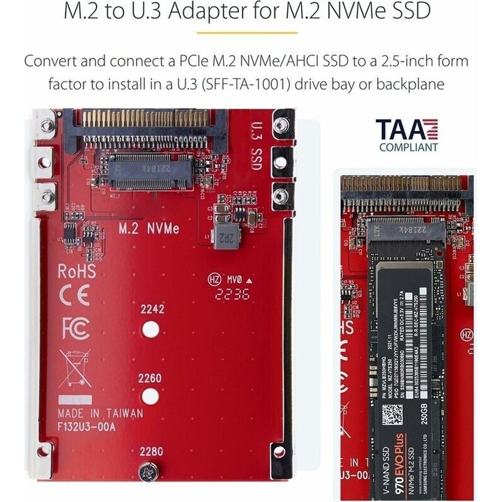 StarTech.com M.2 to U.3 Adapter for NVMe SSDs, PCIe Drive Host Converter to 2.5 U.3 (SFF-TA-1001)