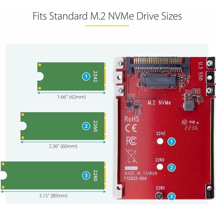 StarTech.com M.2 to U.3 Adapter for NVMe SSDs, PCIe Drive Host Converter to 2.5 U.3 (SFF-TA-1001)