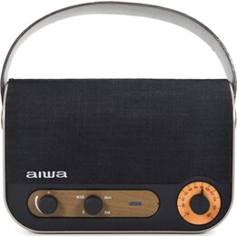 Aiwa RBTU-600 Radio digitale portatile vintage con Bluetooth, 5 W, nera