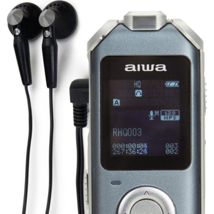 Grabadora digital Aiwa DVR-M700 de 16 GB con triple micrófono, radio FM, pantalla OLED y USB-C