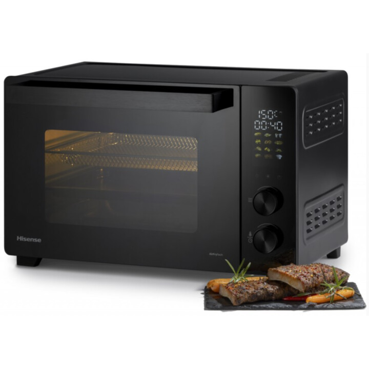 Hisense HOM30AF, Mini horno freidor de aire de 30L con tecnología de cocción rápida y uniforme, Negro