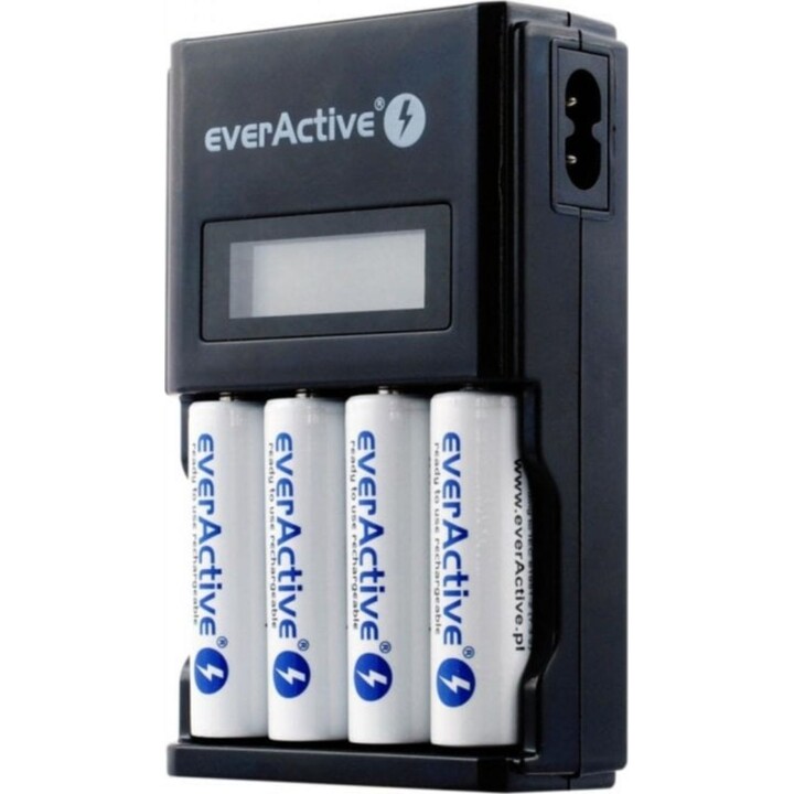 Caricabatterie Everactive NC450B LCD NiMH AA AAA con protezione dal surriscaldamento