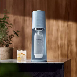 Sodastream Terra Blue Machine à eau gazeuse et soda, 1 bouteille lavable au lave-vaisselle, 1 recharge de gaz de 60L