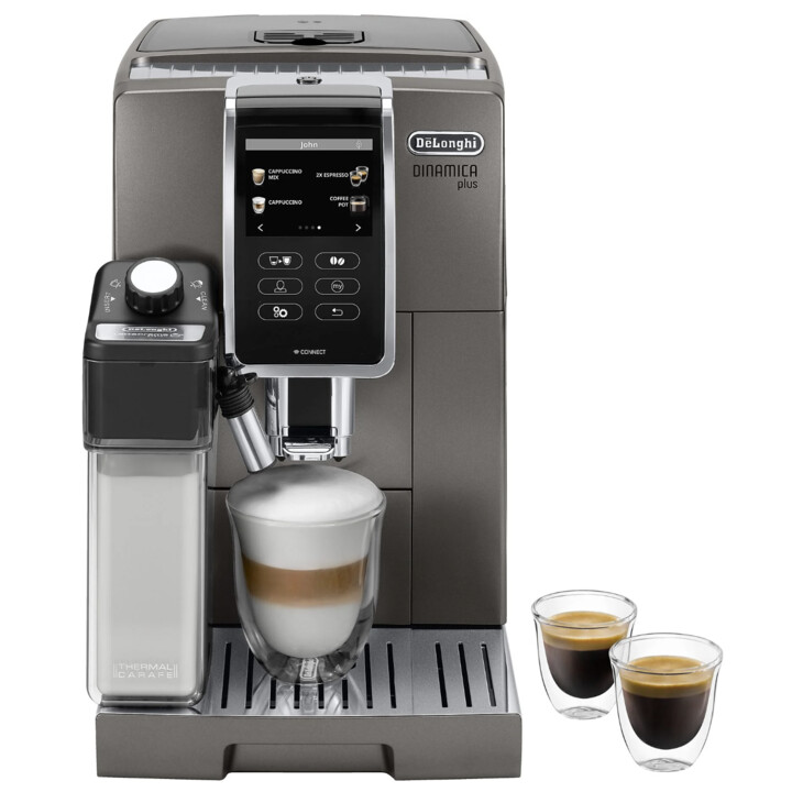 DELONGHI Dinamica Plus ECAM376.95.T - 13 Especialidades de Café Cafetera Automática Titanio