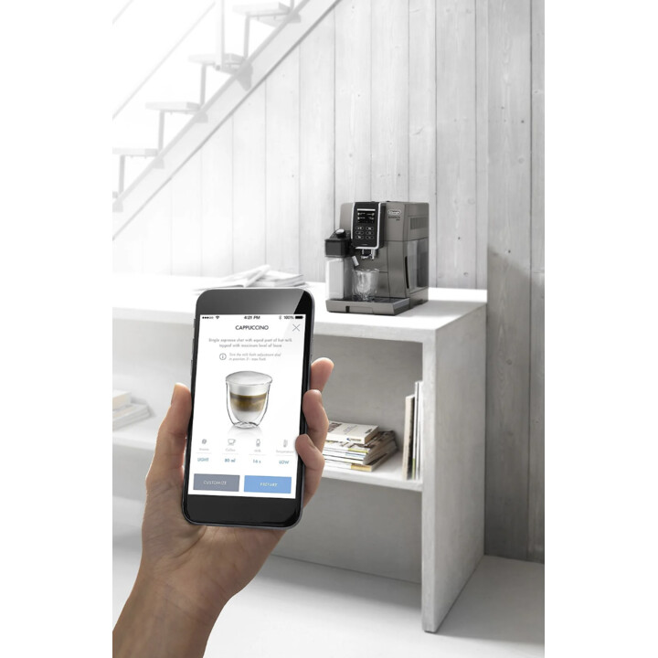 DELONGHI Dinamica Plus ECAM376.95.T - 13 Especialidades de Café Cafetera Automática Titanio