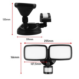 Applique murale LED Maclean, avec capteur PIR, 20 W, 1500 lm, IP65, blanc neutre 4000 K, noir, MCE524 B