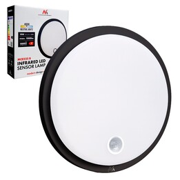 Maclean LED motion sensor lamp, PIR sensor, black, 10 W, IP65, 1000 lm, neutral color, MCE525 B