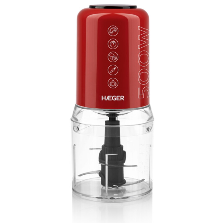 Haeger Chop Master 500ml Chopper, 2 Speeds, 500W, Red