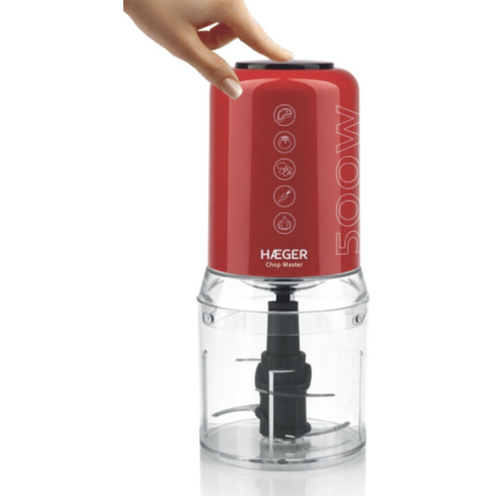Haeger Chop Master 500ml Chopper, 2 Speeds, 500W, Red