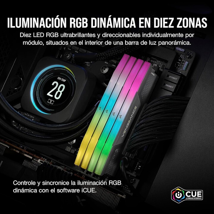 Corsair Vengeance RGB 16GB 2x8GB 6000MHz CL36 EXPO-XMP Gris