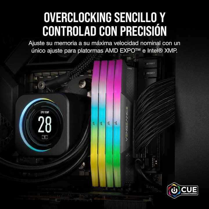Corsair Vengeance RGB 16GB 2x8GB 6000MHz CL36 EXPO-XMP Gris