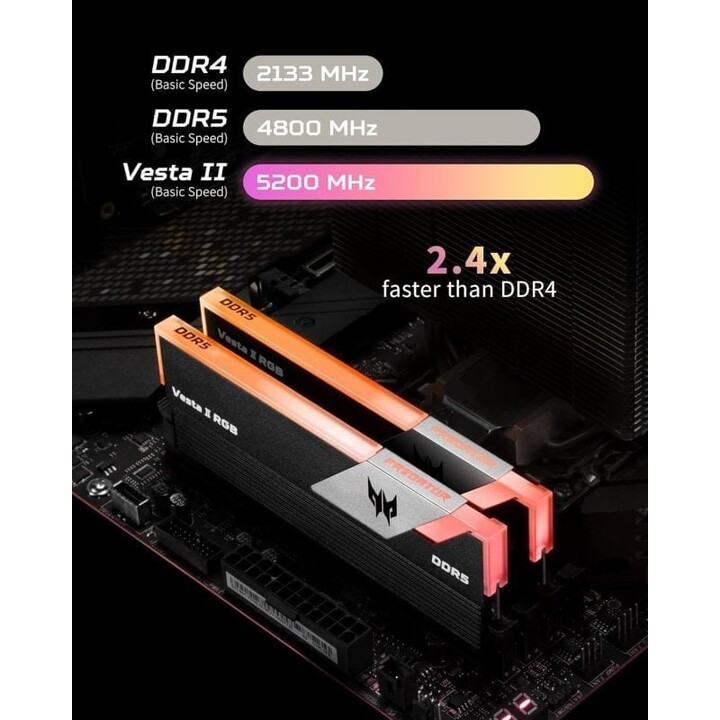 Acer Predator Vesta II RGB 32 GB 2x16 GB 6000 MHz CL34 Preto