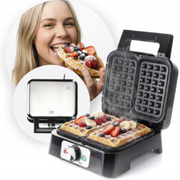 PROMIS 2000W WAFFELEISEN MIT TEMPERATURREGELUNG 2 GROSSE KNUSPRIGE XXL WAFFELN
