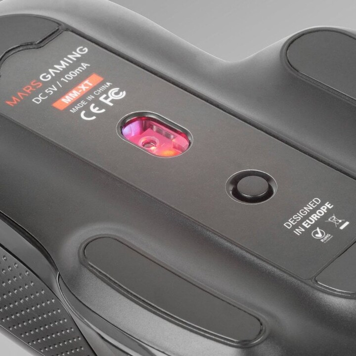 Mars Gaming MM-XT Ergonomische RGB-Gaming-Maus mit Daumenauflage, 12800 DPI, Huano-Switches, Schwarz
