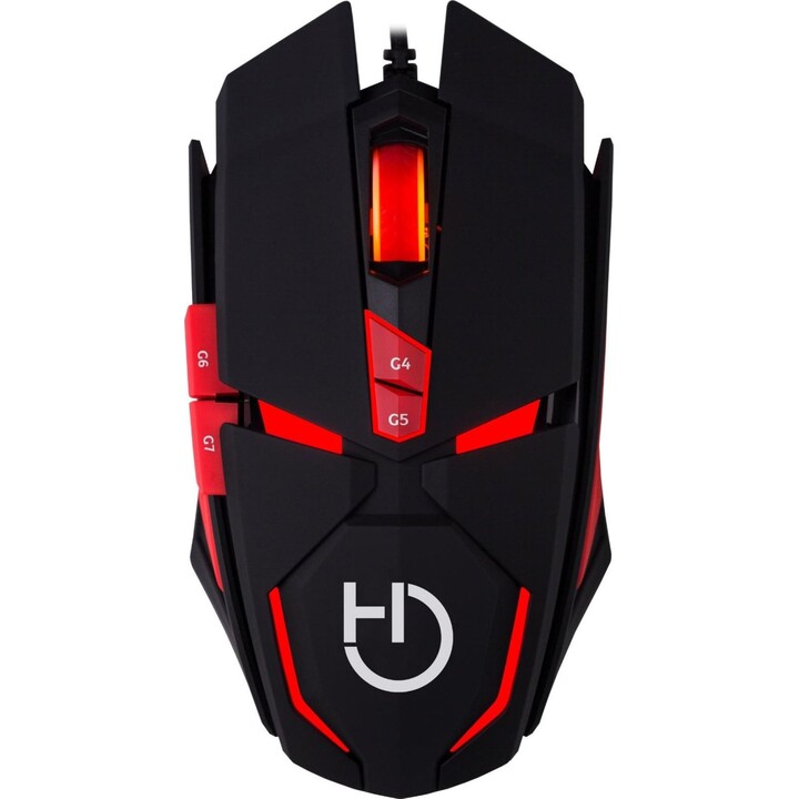 Mouse da gioco Hiditec Micrurus 8100DPI Nero/Rosso 9 pulsanti