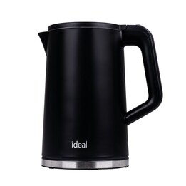 IDEAL Wasserkocher 1,7 l, Edelstahlgehäuse, 1500 W Leistung, schwarz