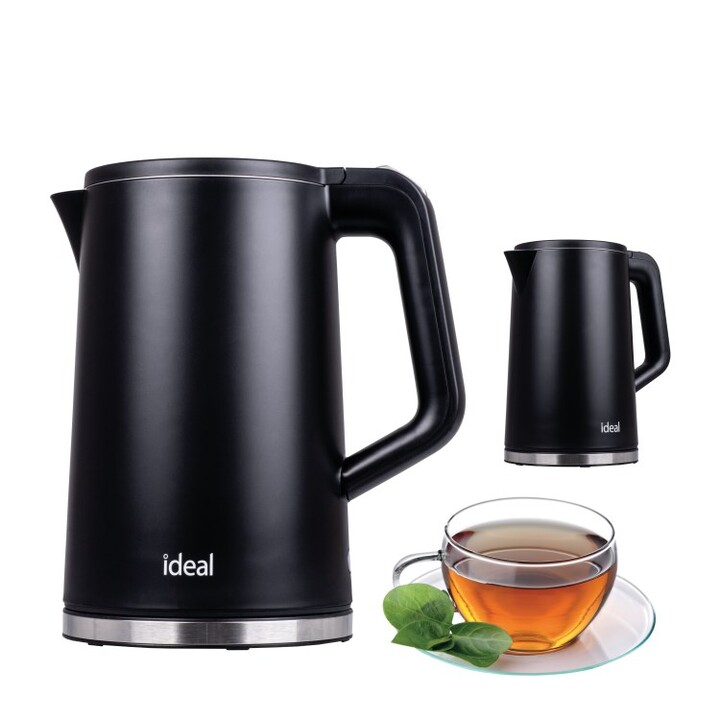 Bouilloire IDEAL 1,7 l, corps en acier, puissance 1500 W, noire