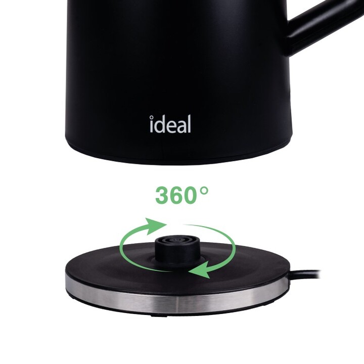 Bouilloire IDEAL 1,7 l, corps en acier, puissance 1500 W, noire