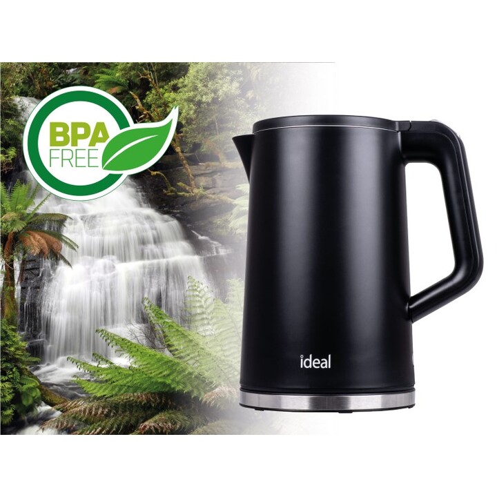 Bouilloire IDEAL 1,7 l, corps en acier, puissance 1500 W, noire